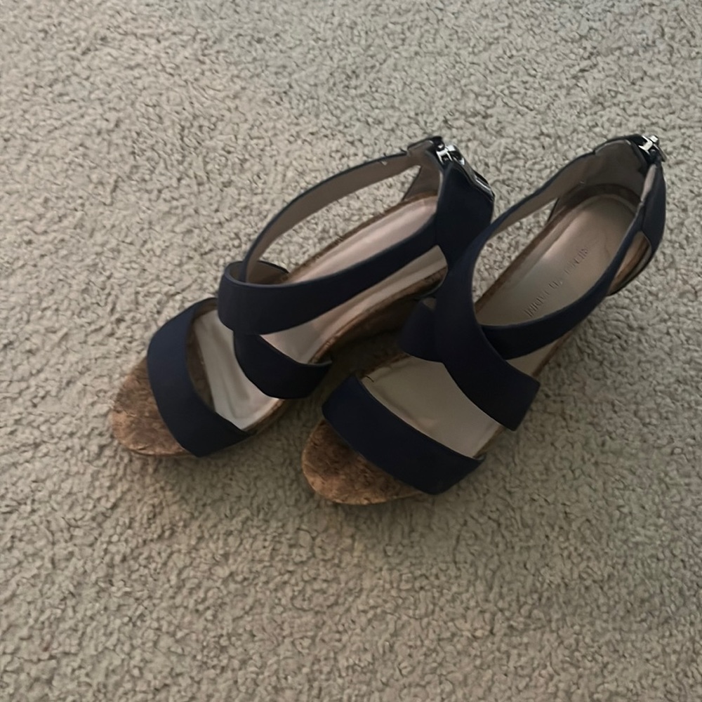 Woman’s navy blue wedges. Size 7. Brand Adrienne Vit Tadini.